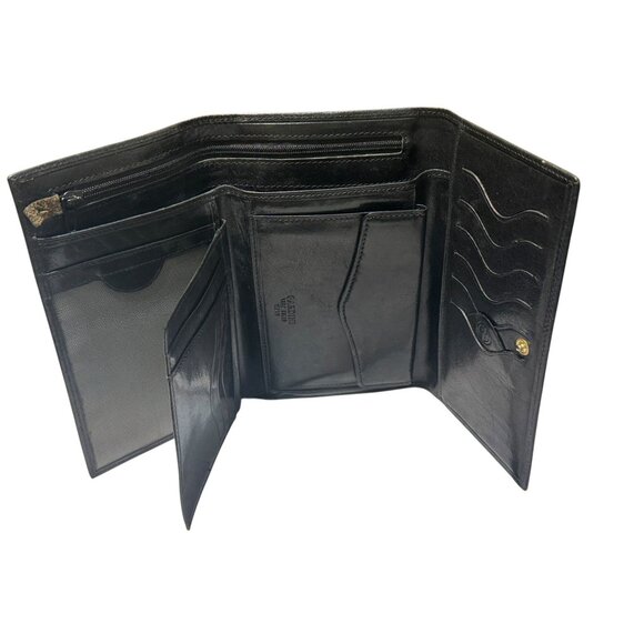 Gardini Black Italian Leather Tri-Fold Wallet - Picture 5 of 11